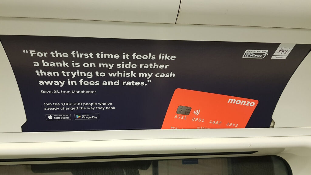 Monzo underground advert