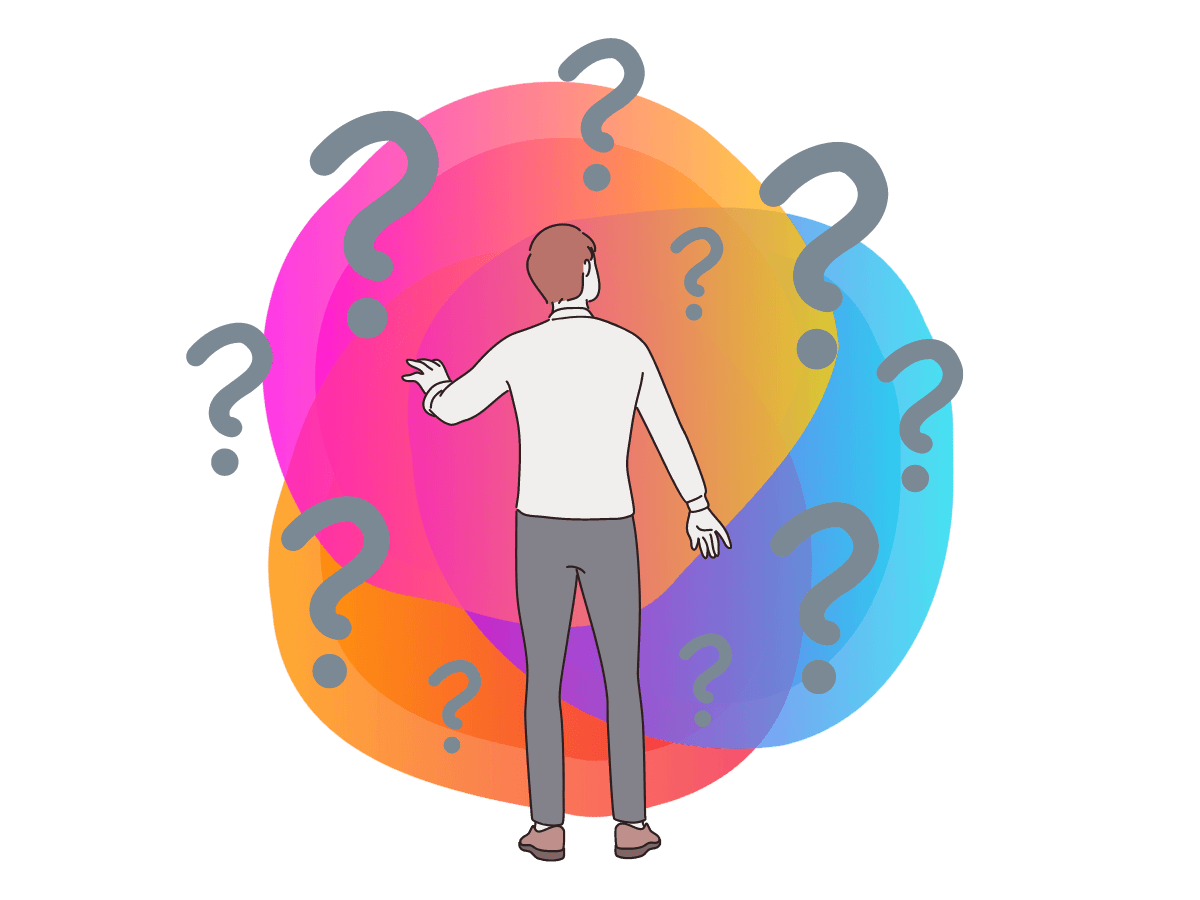 Confused teacher trying to decide what to do illustration - Bee Digital - marketing agency to schools