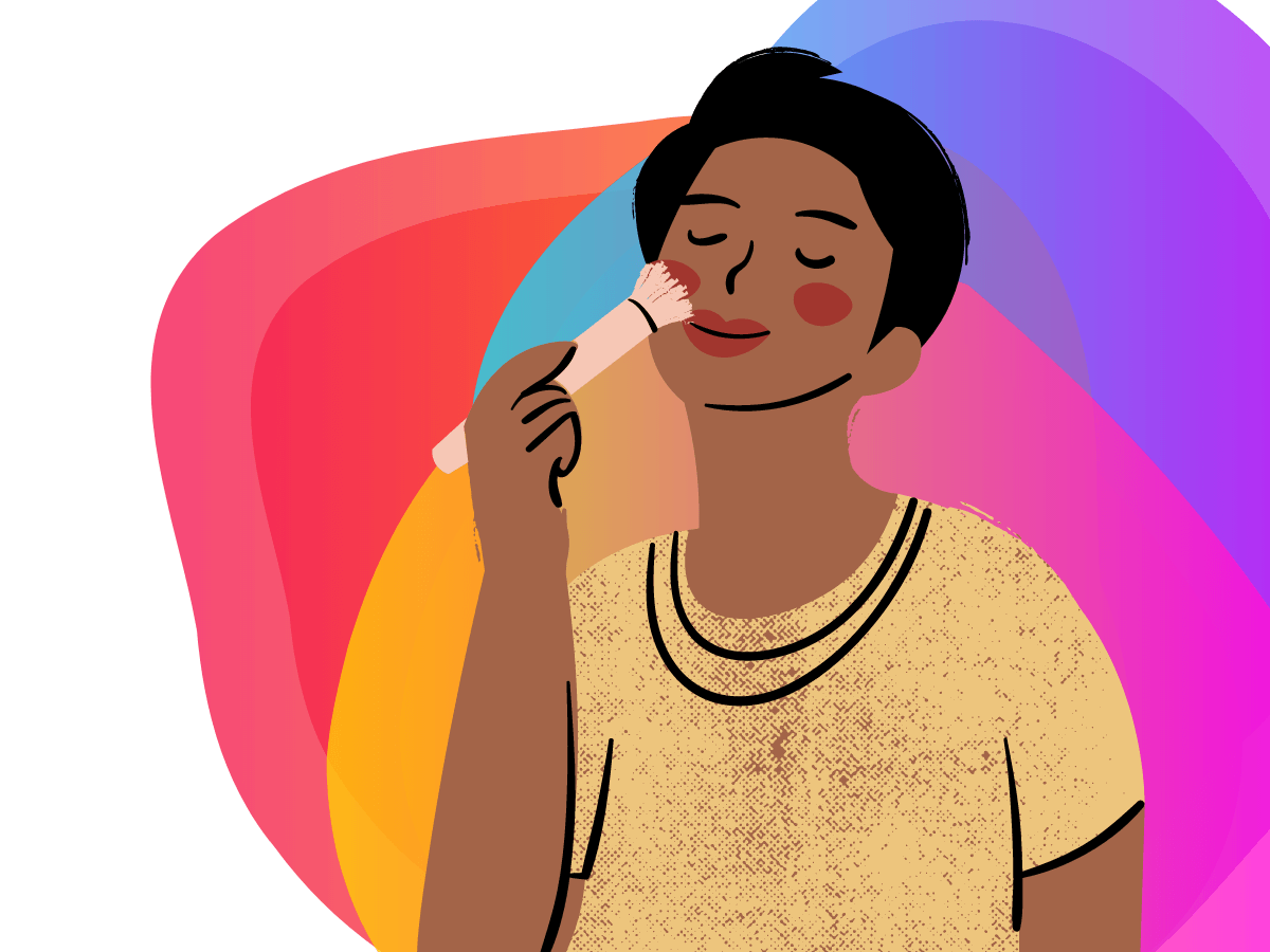 A person applying cosmetics to their face - Bee Digital Marketing