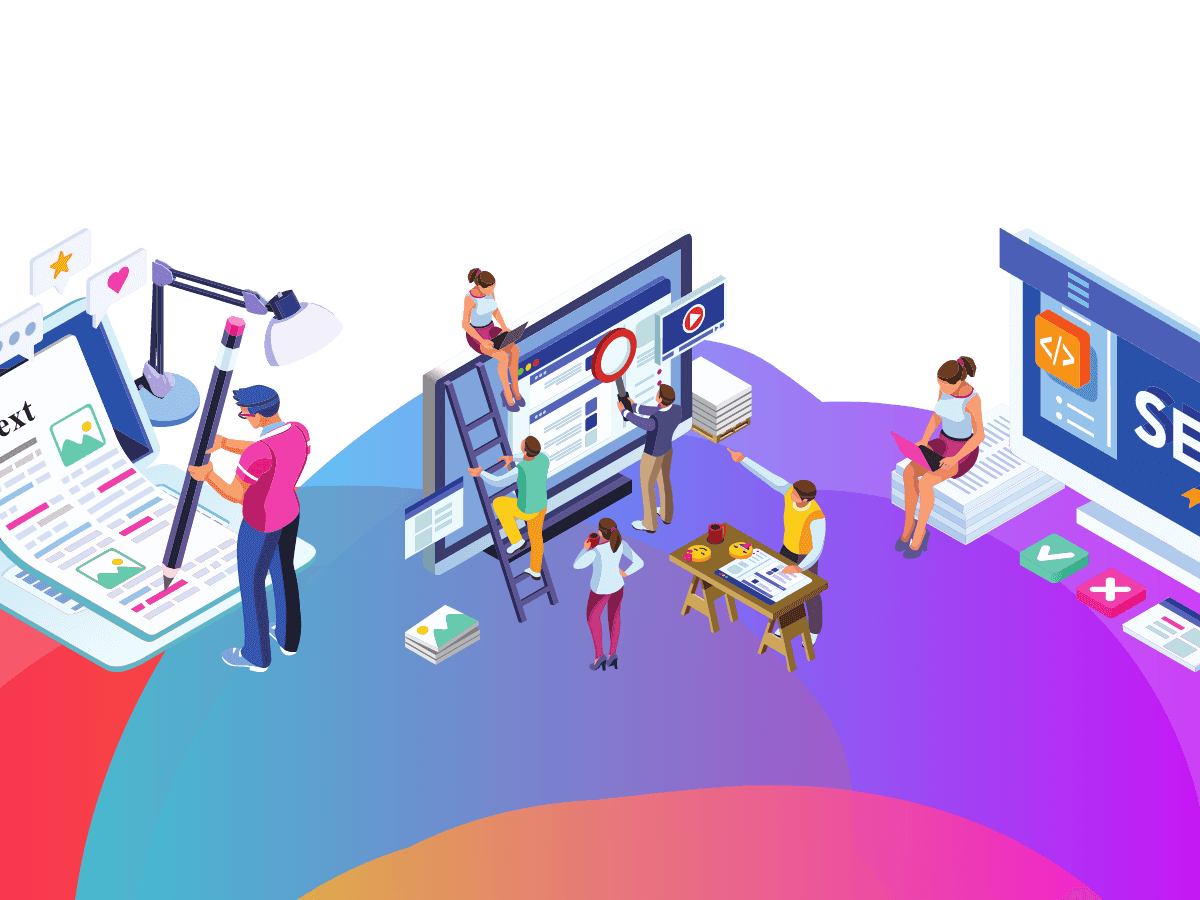 a digital team working on marketing, some are creating copy, some proofreading - Bee Digital Marketing