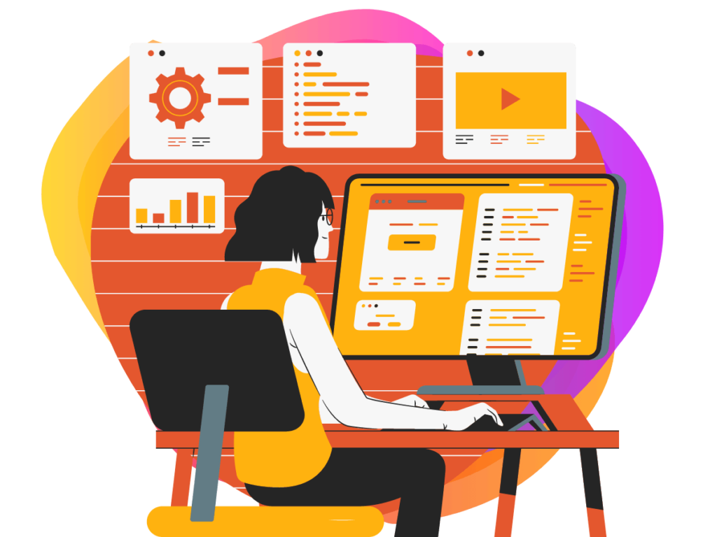digital marketing to schools - woman at computer