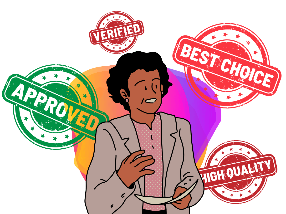 Illustration of an expert educator endorsing a product